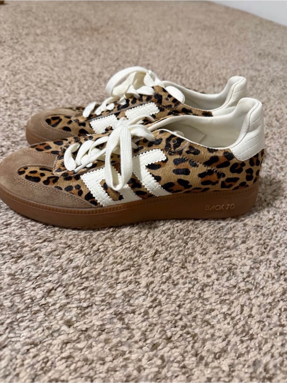 Leopard Print Low-Top Sneakers with White Trim